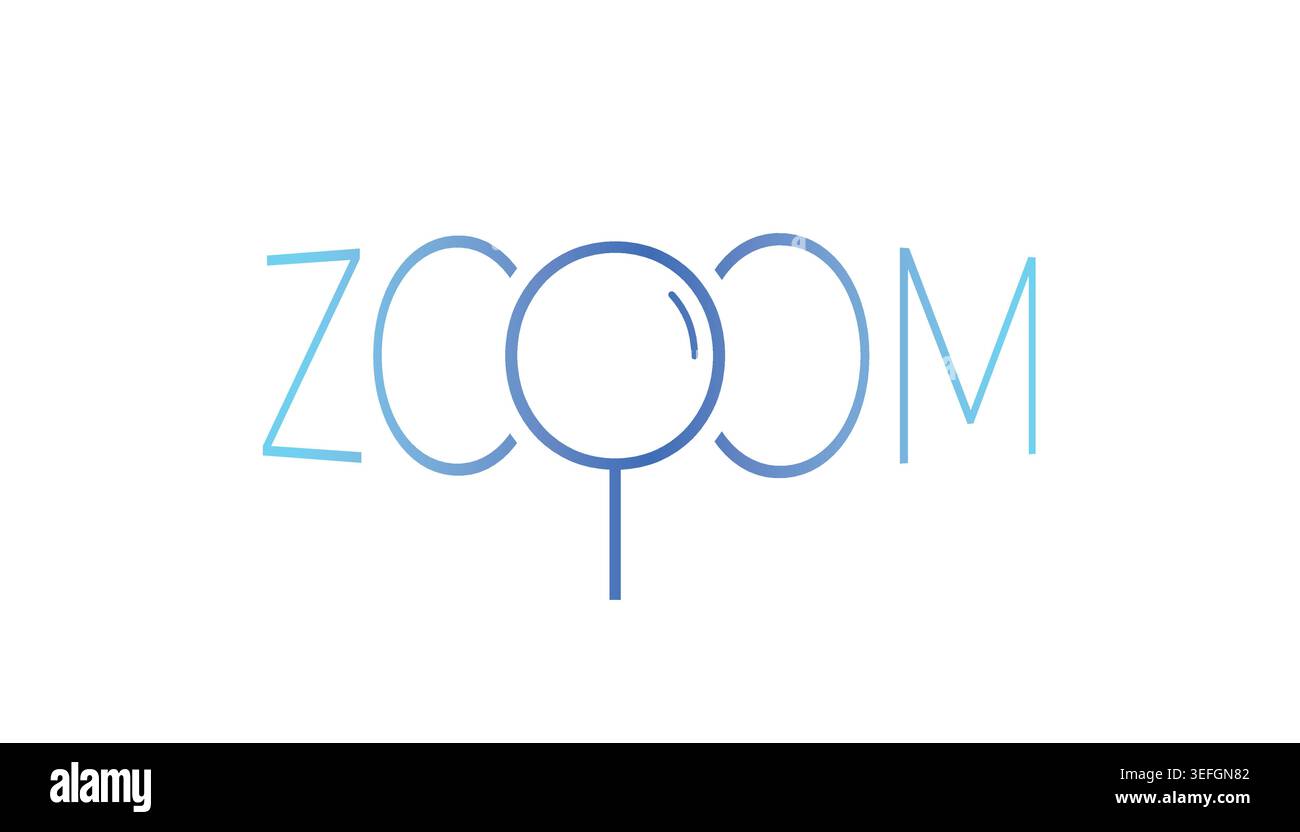 fisheye zoom and magnifying glass symbol on white background. zoom word. Stock Vector