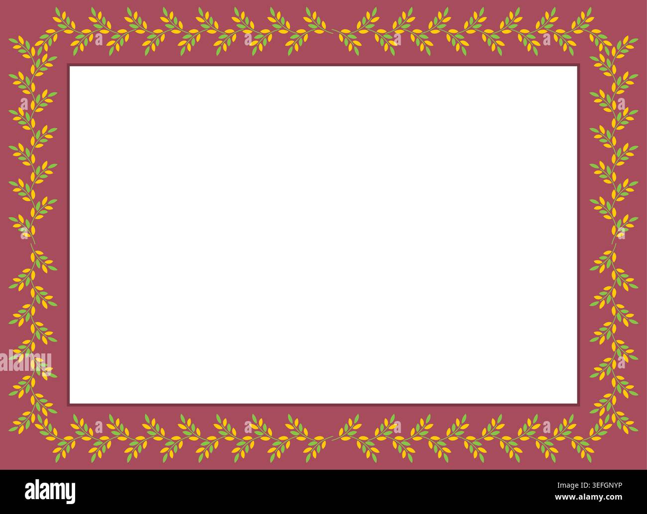 floral frame. green and orange leafy frame. vector frame. Stock Vector