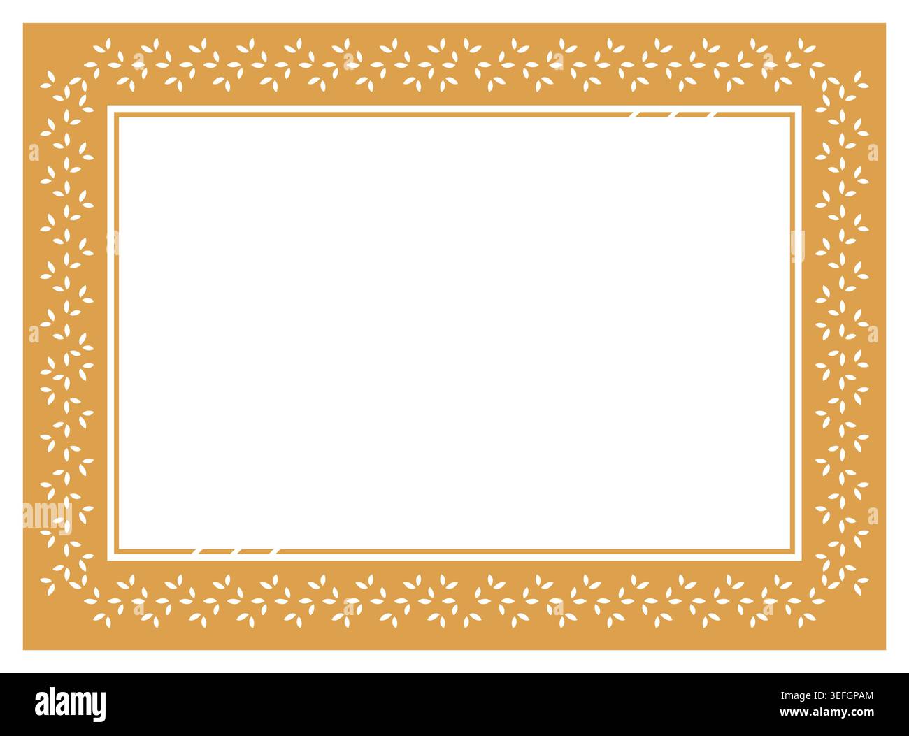 floral frame with gold background. frame with leaf pattern. vector frame. Stock Vector
