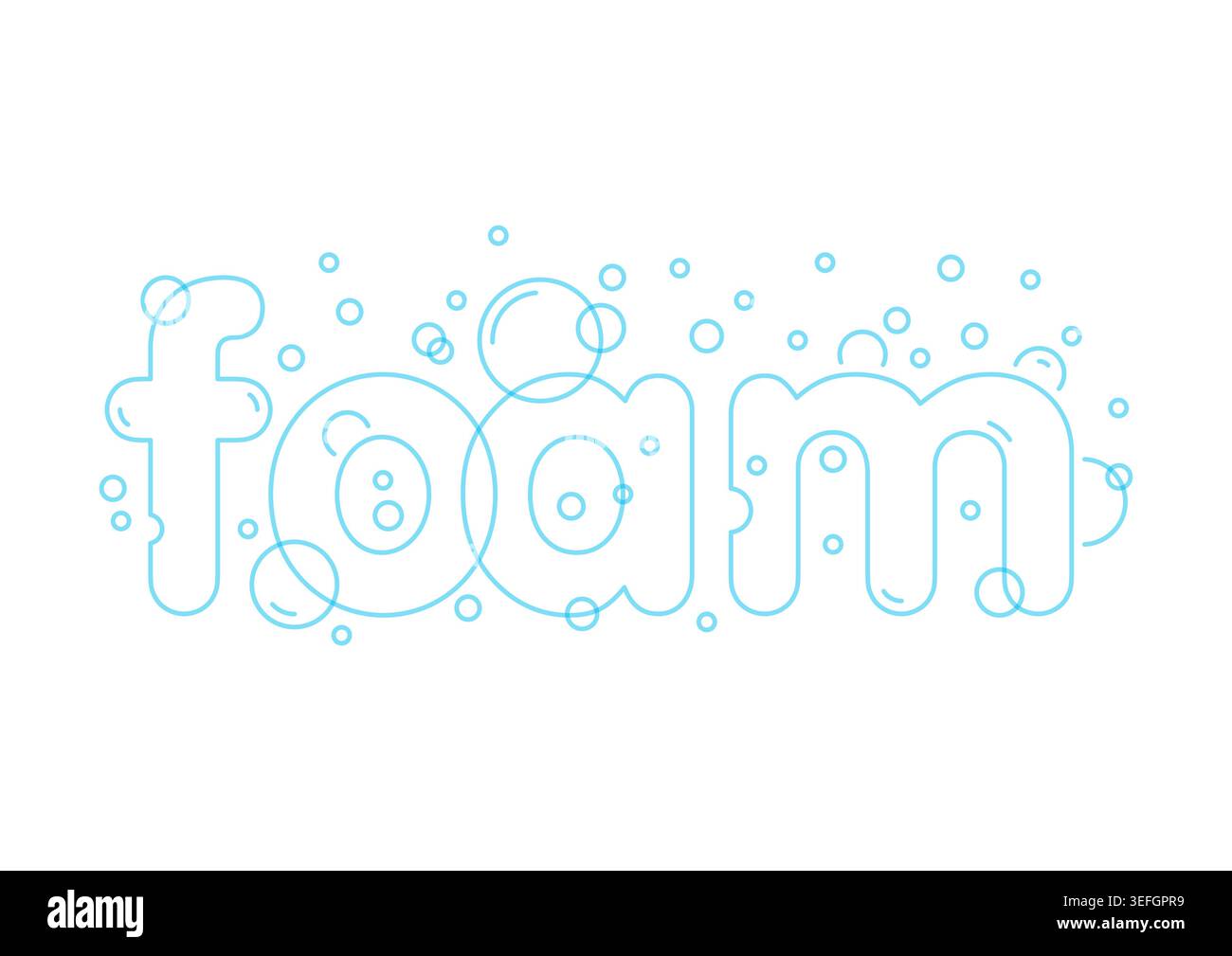 foam word and bubbles on white background. foam concept. vector soap bubbles. Stock Vector