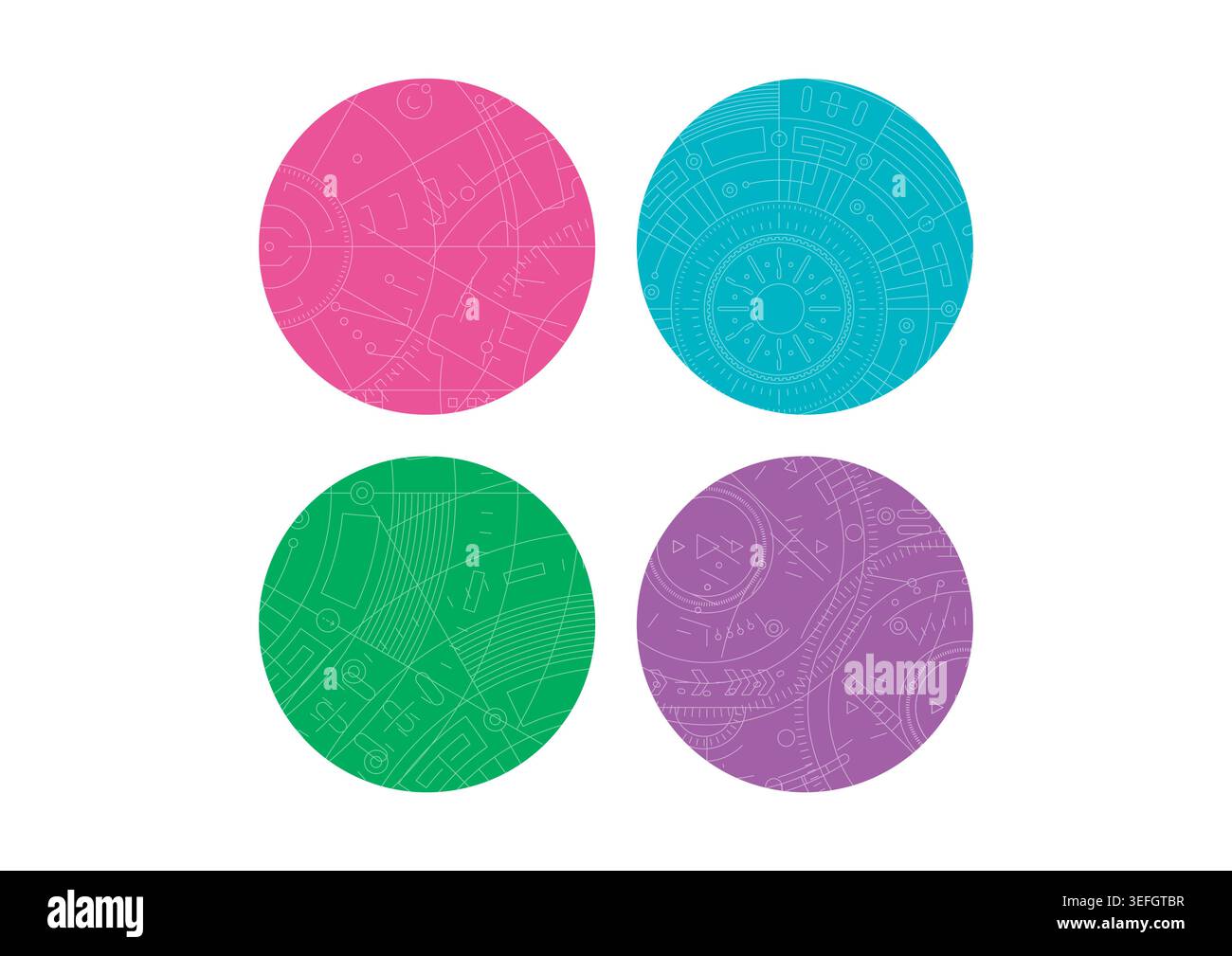 futuristic background set in circles. technological backgrounds. abstract background set. Stock Vector