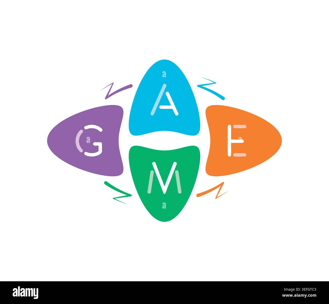 game text on white background. game word concept. Stock Vector