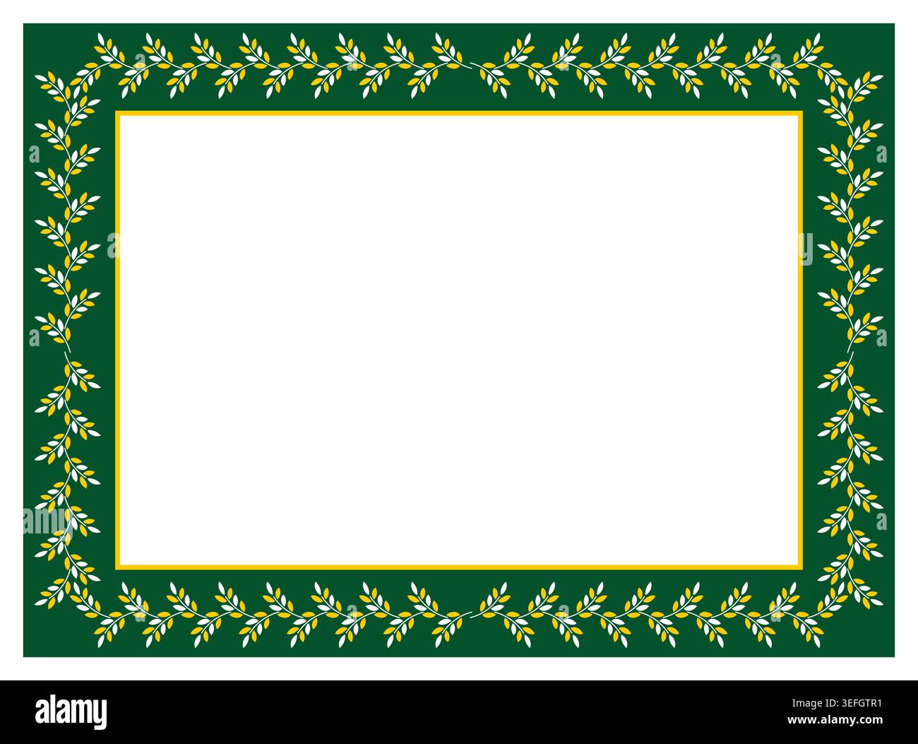 frame with leaf pattern. floral horizontal frame with green background. vector frame Stock Vector