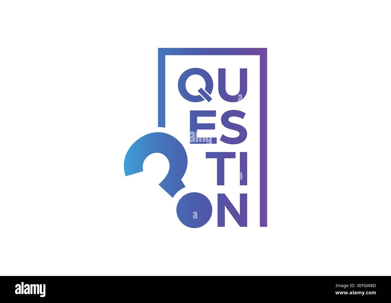 framed question word and question mark. question word and question mark concept. Stock Vector