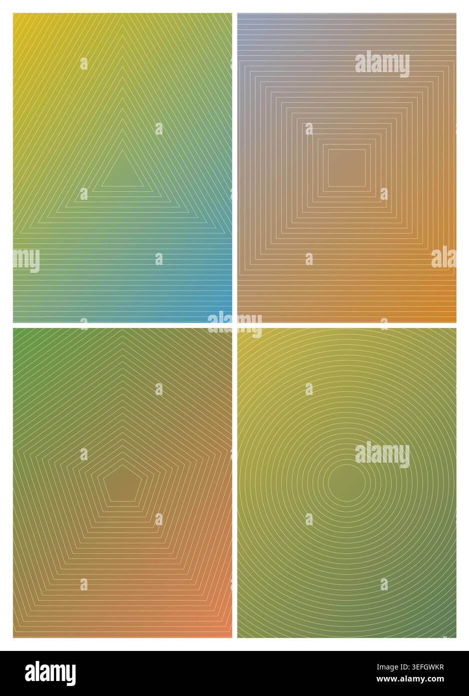 geometric shapes and gradient set. triangle, square, pentagon and circle gradient set Stock Vector