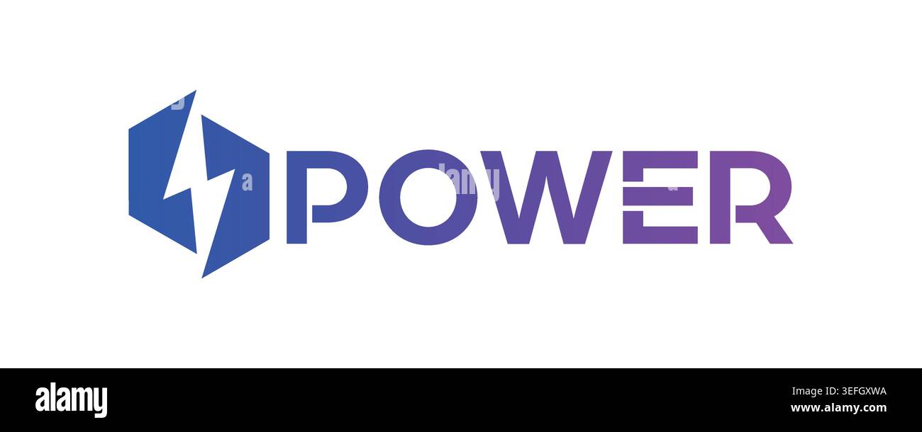 gradient power and lightning symbol. power logo. power concept. Stock Vector