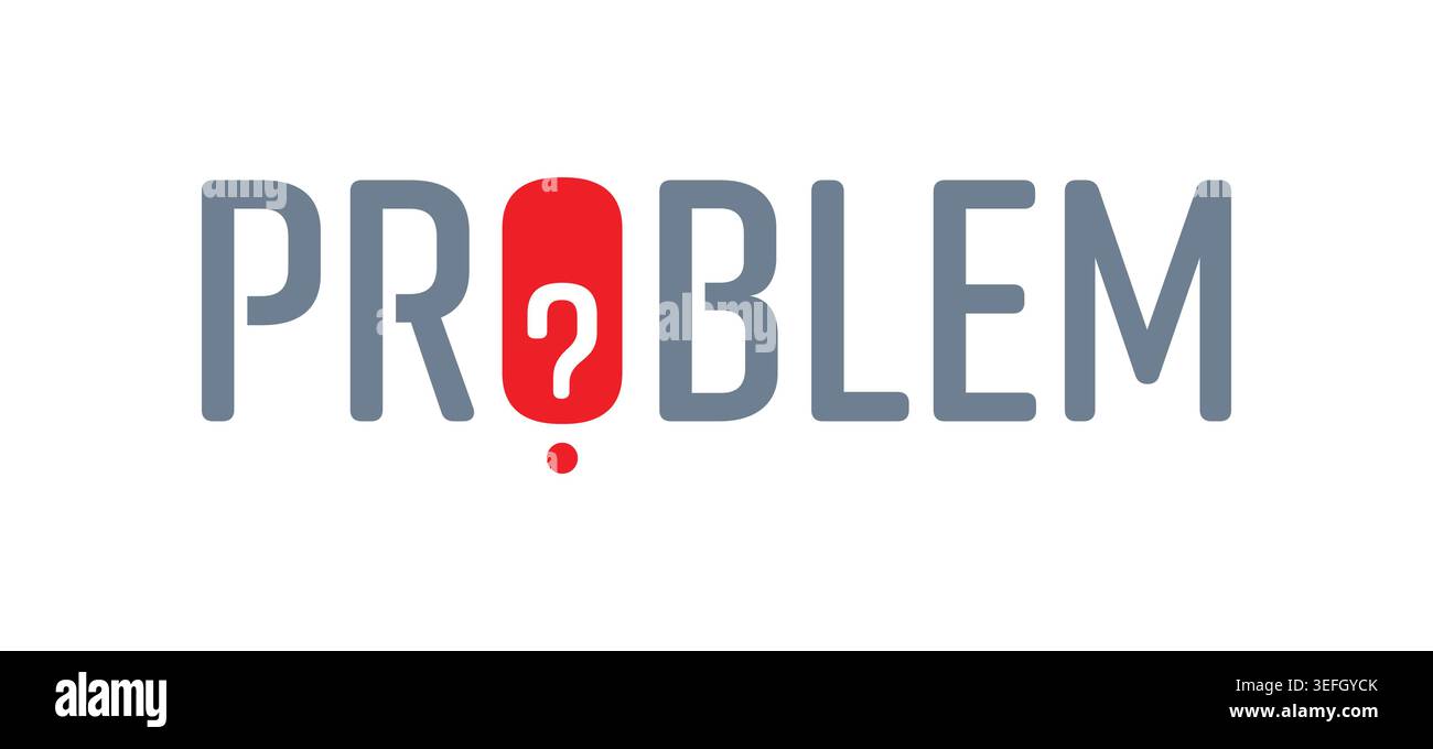 gray-red problem logo on white background. Stock Vector