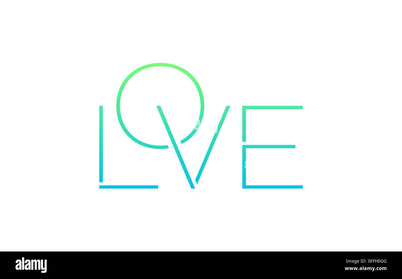 gradient love word. love concept on white background. Stock Vector