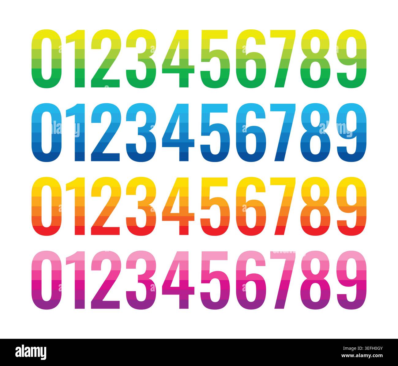gradient dashed numbers. vector colorful numbers. Stock Vector