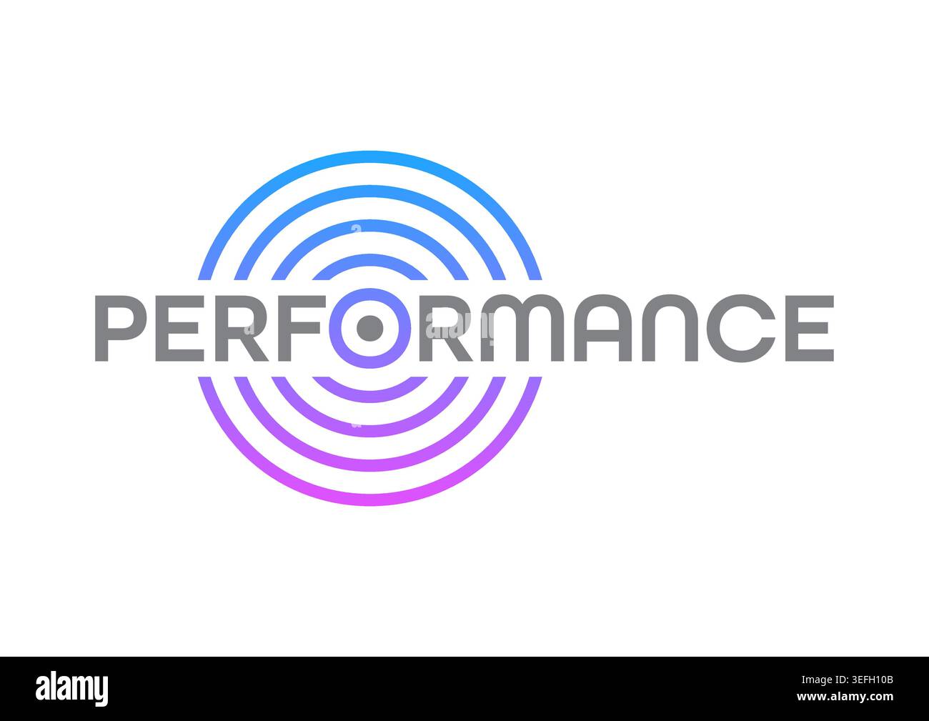 gradient rings and performance concept. performance word on white background. Stock Vector