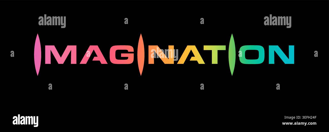 gradient imagination logo. imagination concept on black background. Stock Vector