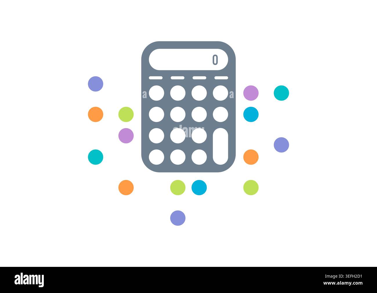 gray calculator and colored dots. vector calculator. Stock Vector