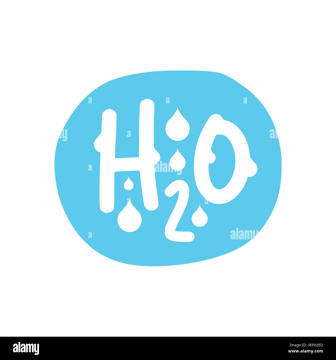 H2O, hydrogen and oxygen atoms. H2O formula logo. chemical water formula. Stock Vector