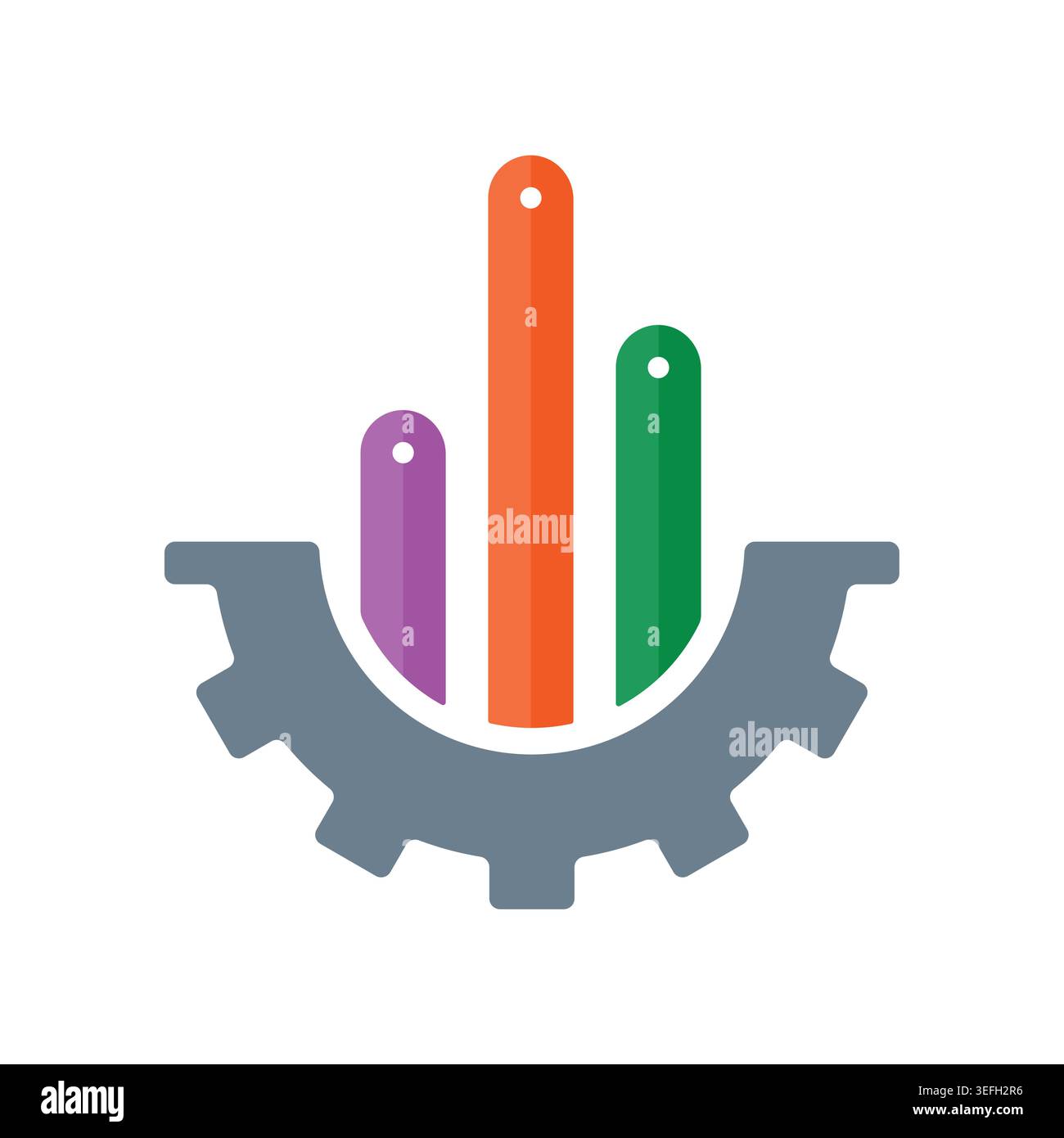 half wheel and bar graph concept. vector wheel and colorful column graph Stock Vector