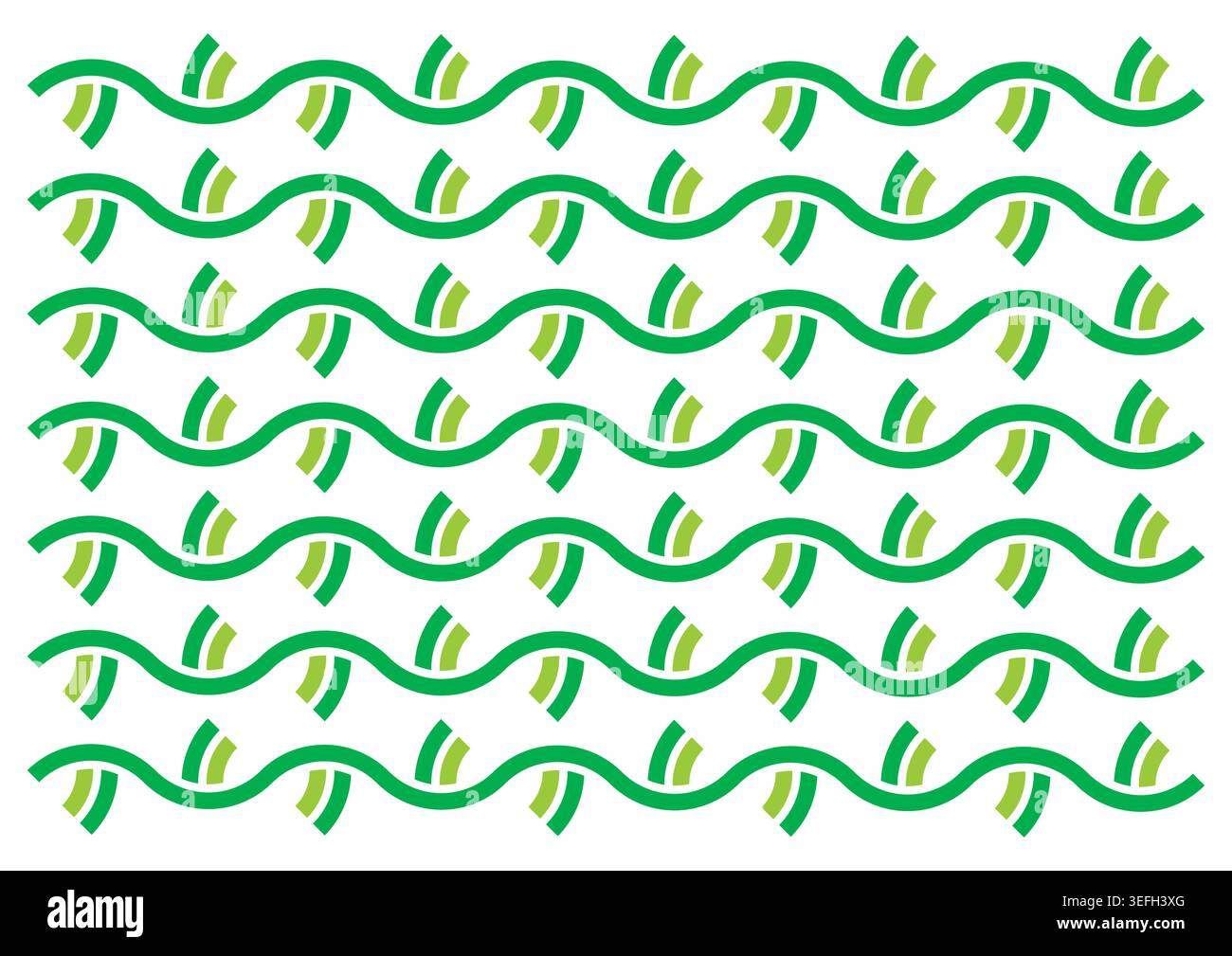 green wavy pattern design. geometric pattern design for textile, fabric Stock Vector