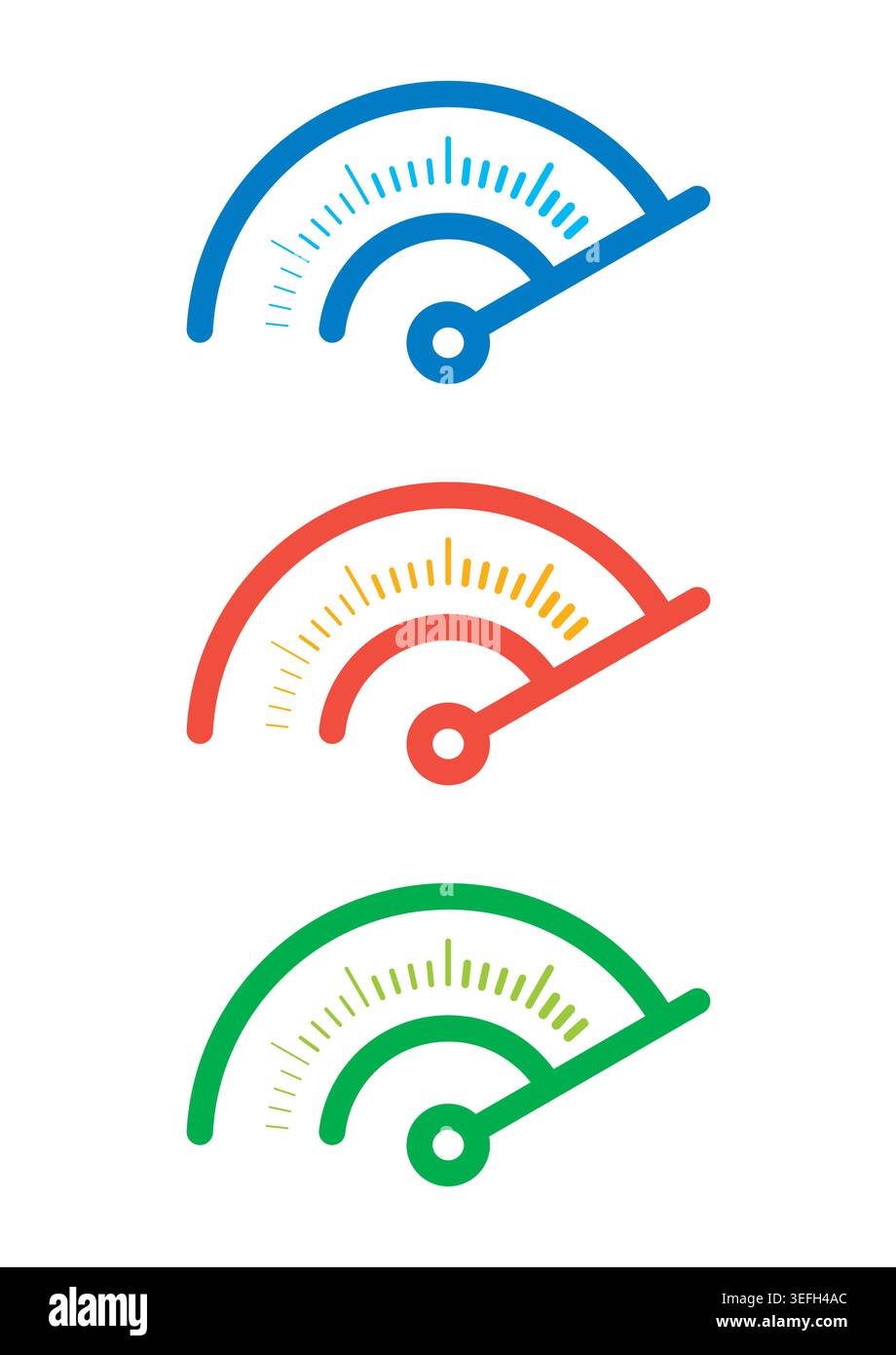 half blue speedometer. set of colorful indicators on white background Stock Vector
