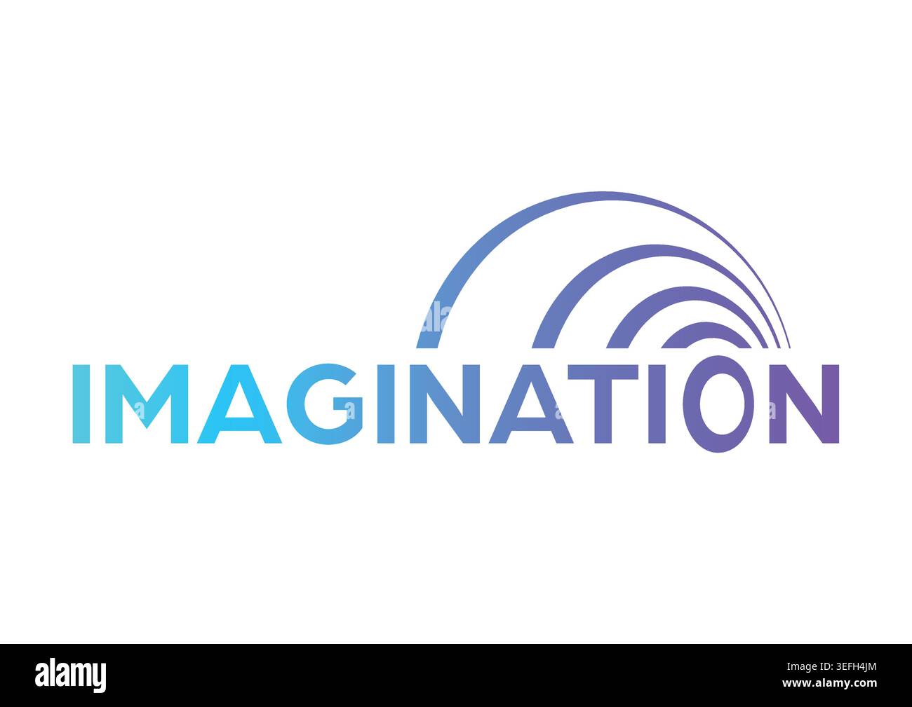 half rings and the word imagination. gradient imagination concept Stock Vector