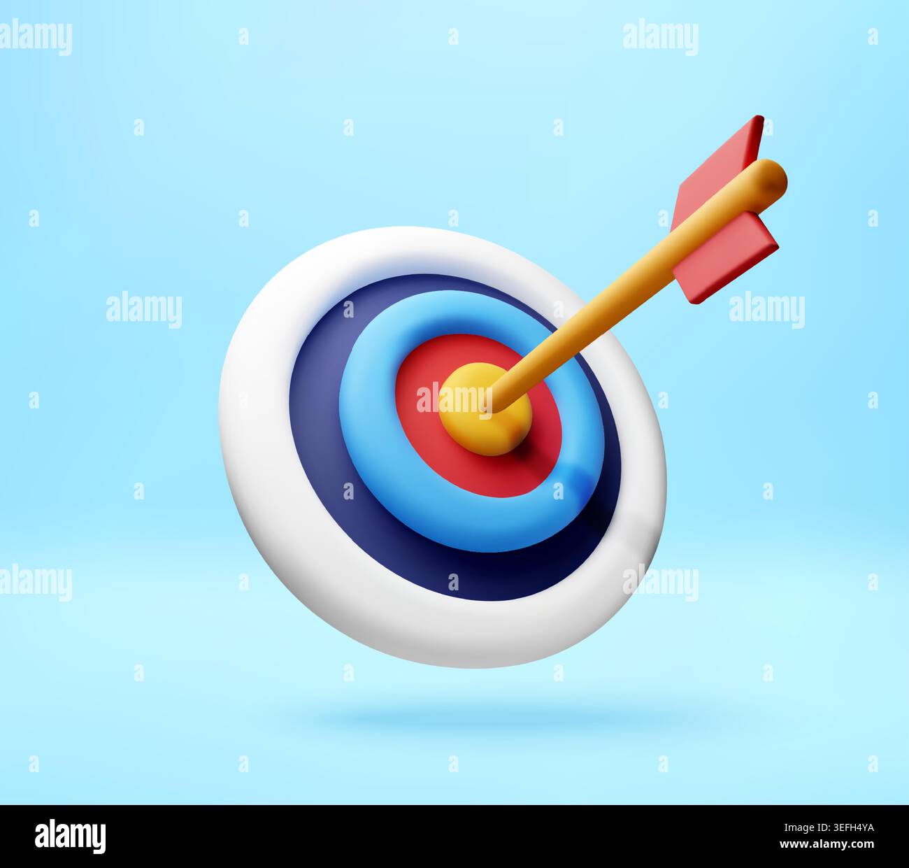 3D target with arrow hitting center. Stock Vector