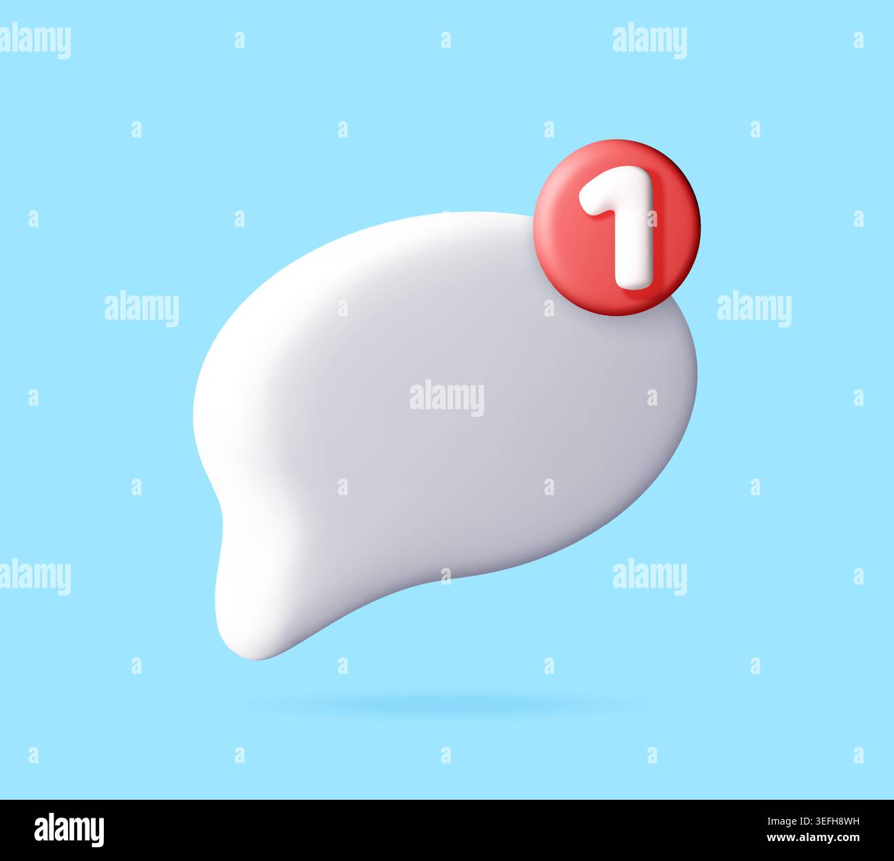 3D white speech bubble with red notification badge Stock Vector