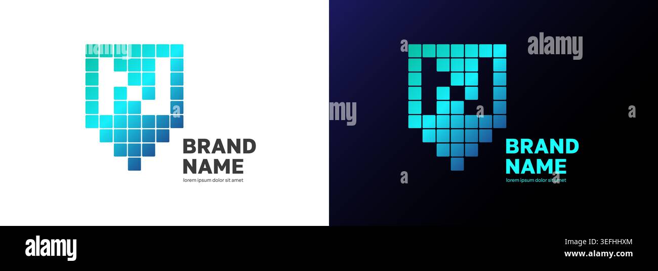 Modern N letter logo design shield shape digital pixels. Creative tech icon protection security fintech company branding identity. Geometric monogram business corporate marketing template. Stock Vector