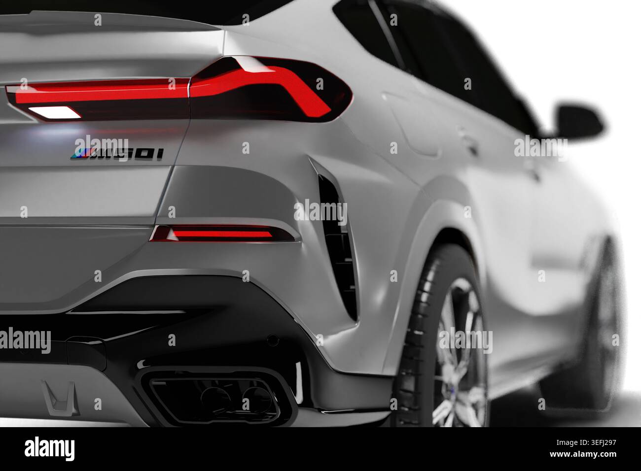 Izmir, Turkey - May 12 2026: Close up 3D render of BMW M50i logo and ...