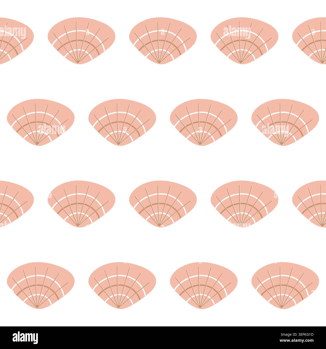 vector seamless pattern with sea shells in pastel colors on white background. Stock Vector