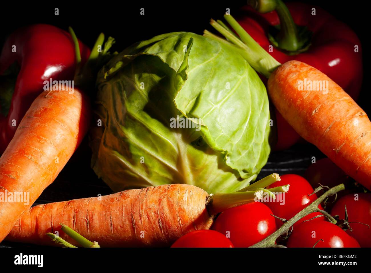 cabbage vegetable mix on black background Stock Photo