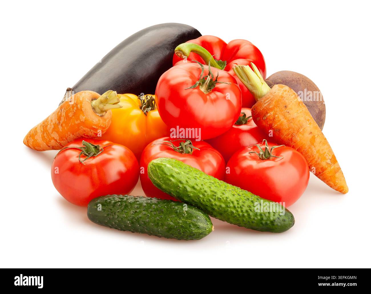 pink tomato vegetable mix path isolated on white Stock Photo