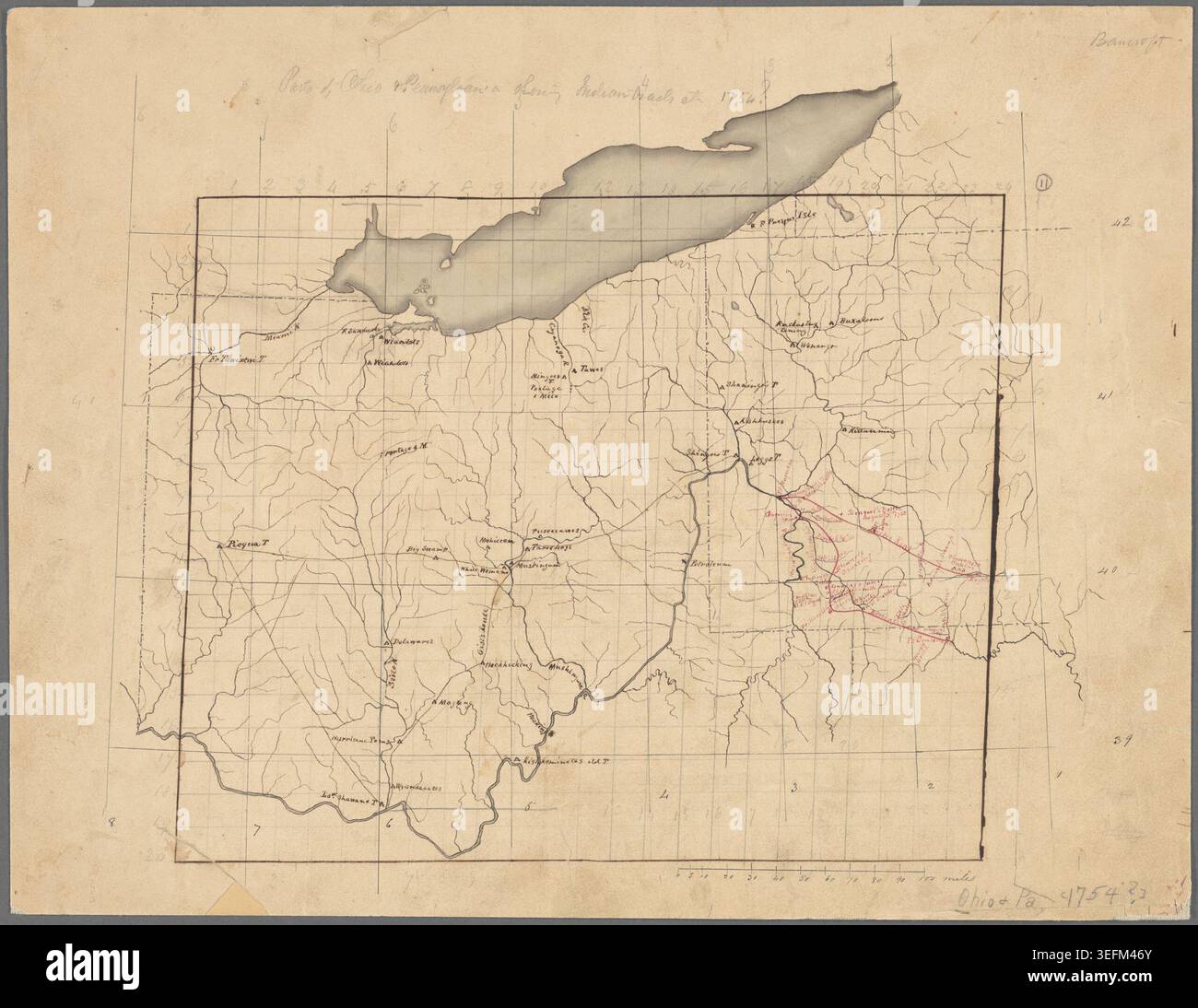 Historic map titled Parts of Ohio & Pennsylvania showing Indian tracts ...