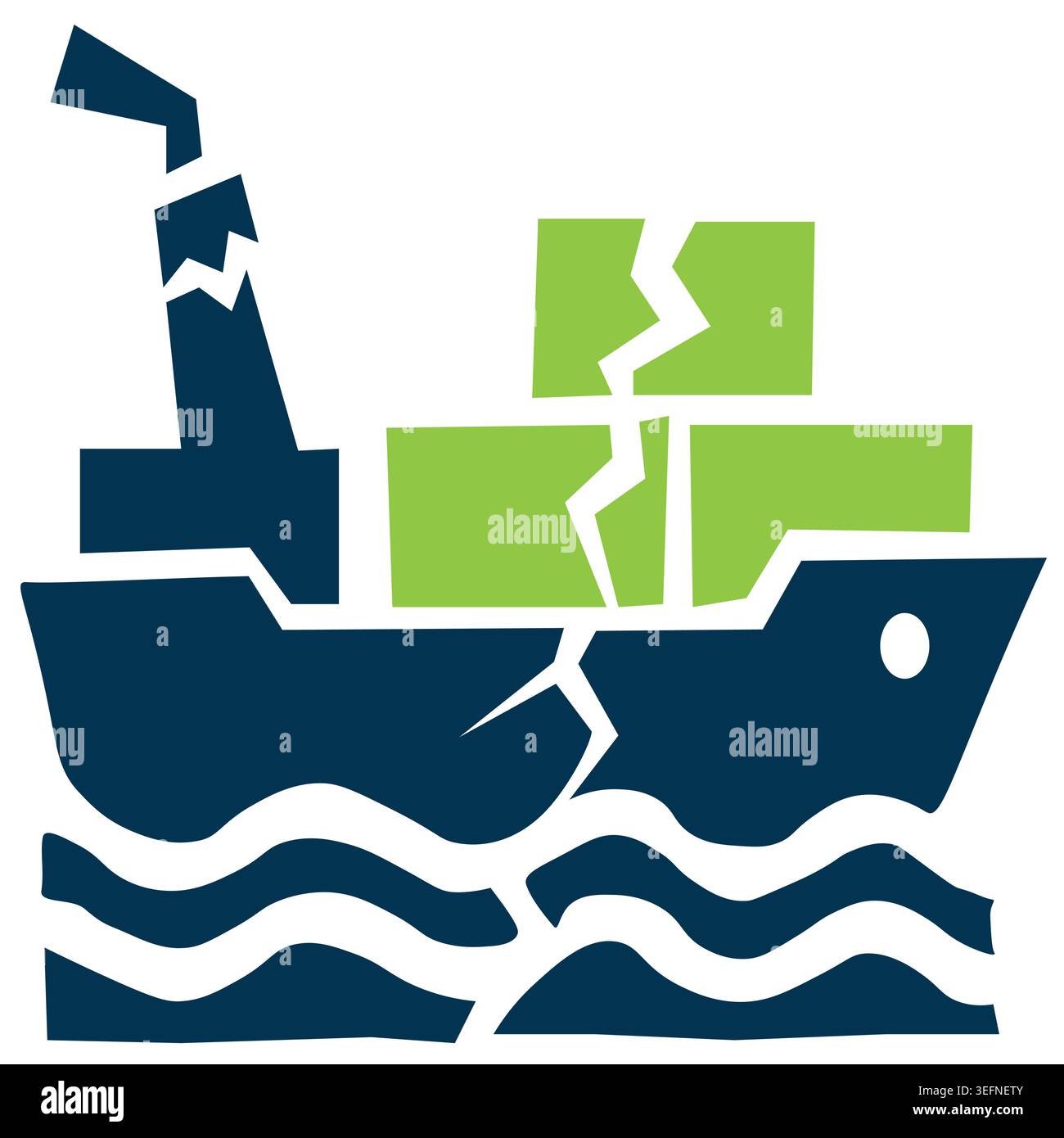 Trade Crisis Icon with Split Cargo Vessel Representing Supply Chain ...