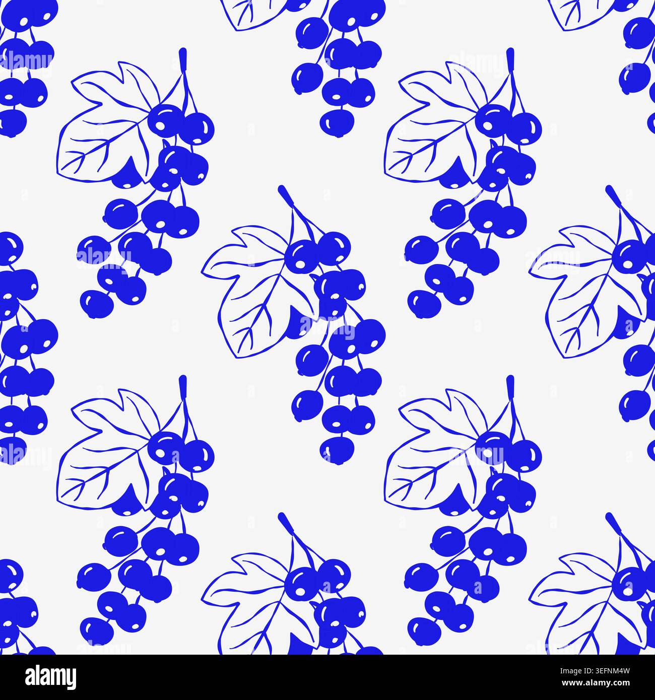Currant clusters and leaves pattern on light background. Stock Vector
