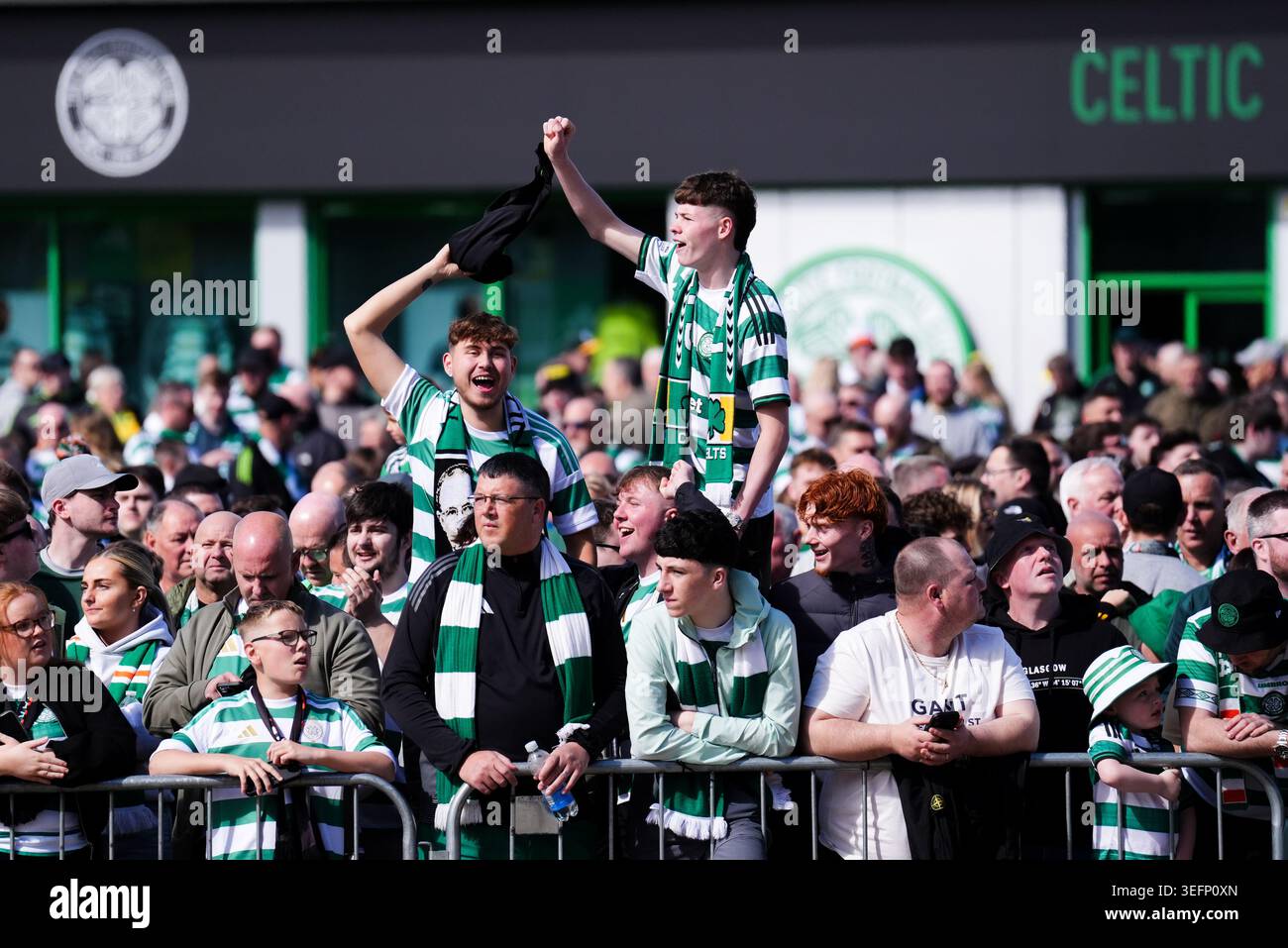Celtic fans ahead of the William Hill Premiership match at Celtic Park ...