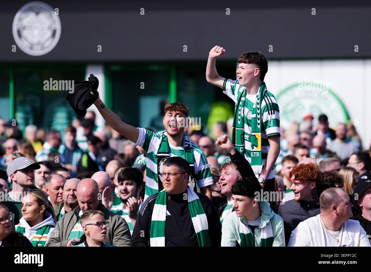 Celtic fans ahead of the William Hill Premiership match at Celtic Park ...