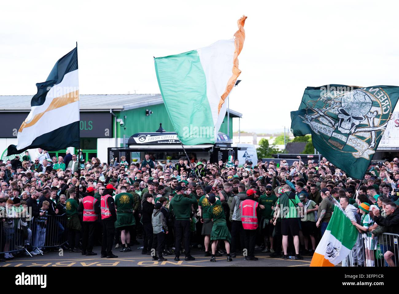 Celtic fans ahead of the William Hill Premiership match at Celtic Park ...