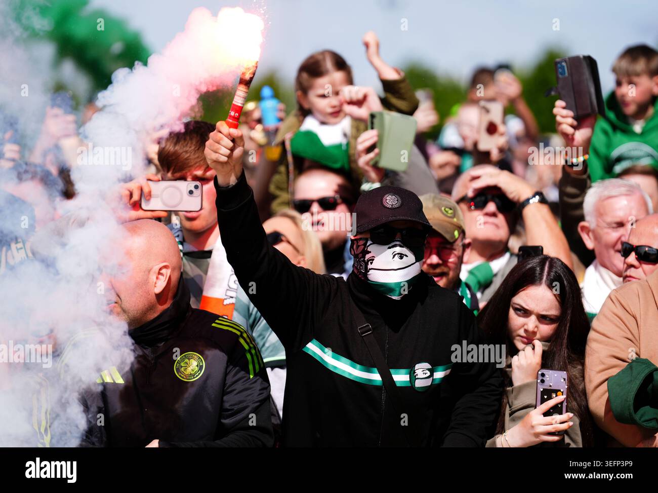Celtic fans ahead of the William Hill Premiership match at Celtic Park ...