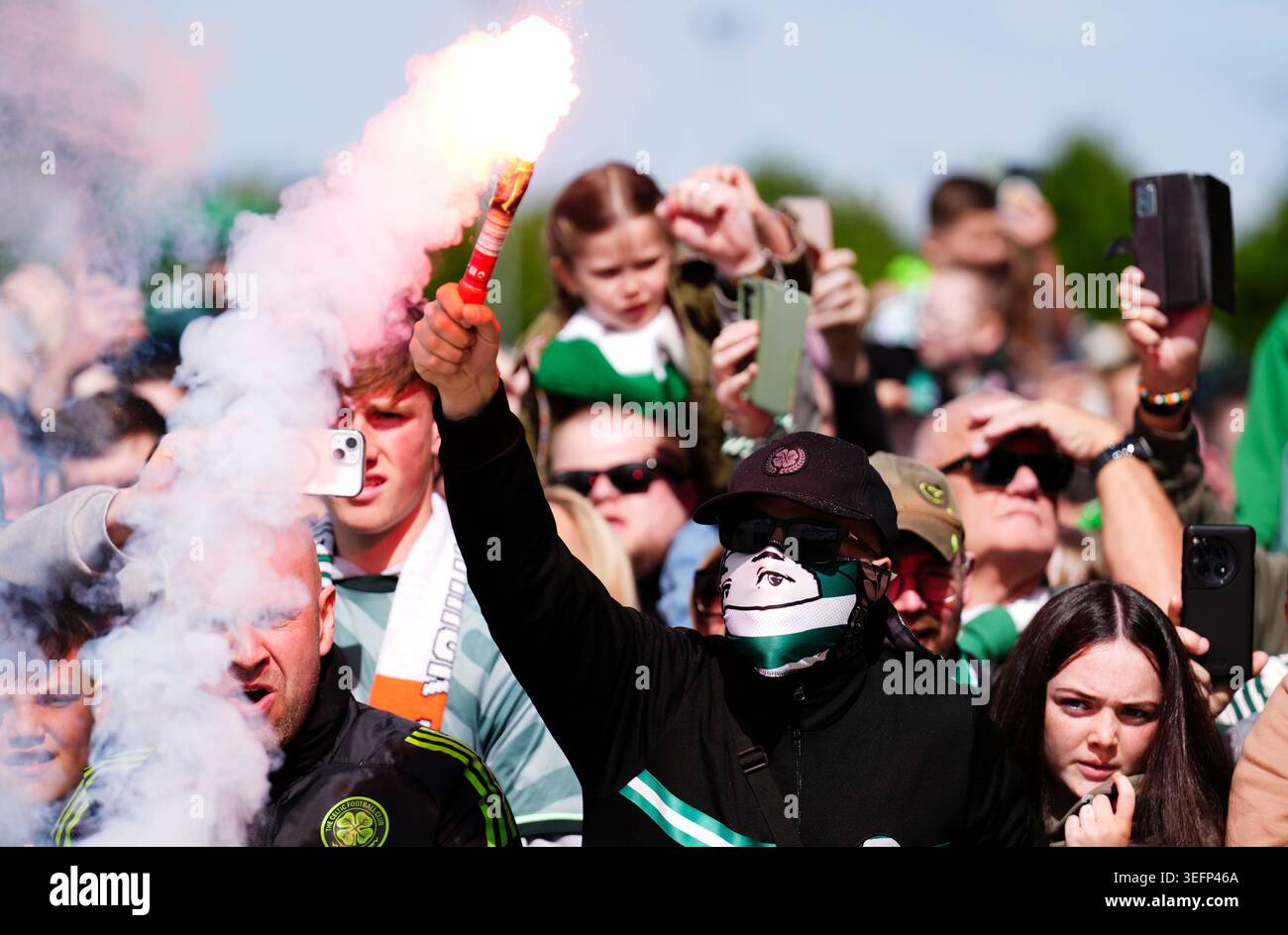 Celtic fans ahead of the William Hill Premiership match at Celtic Park ...