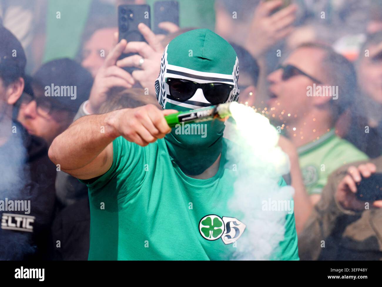 Celtic fans ahead of the William Hill Premiership match at Celtic Park ...