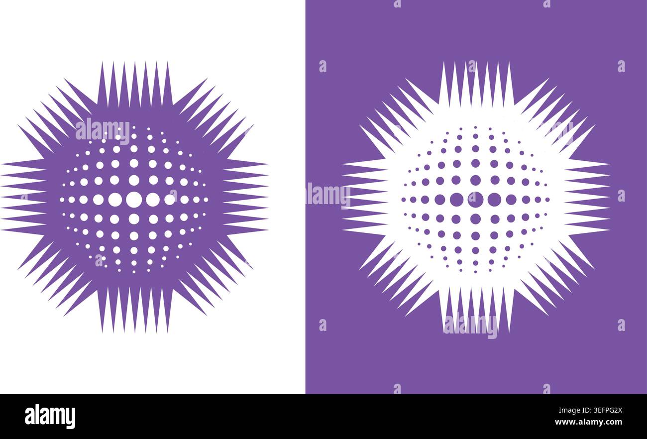 Halftone Sphere with Spiked Edges Stock Vector