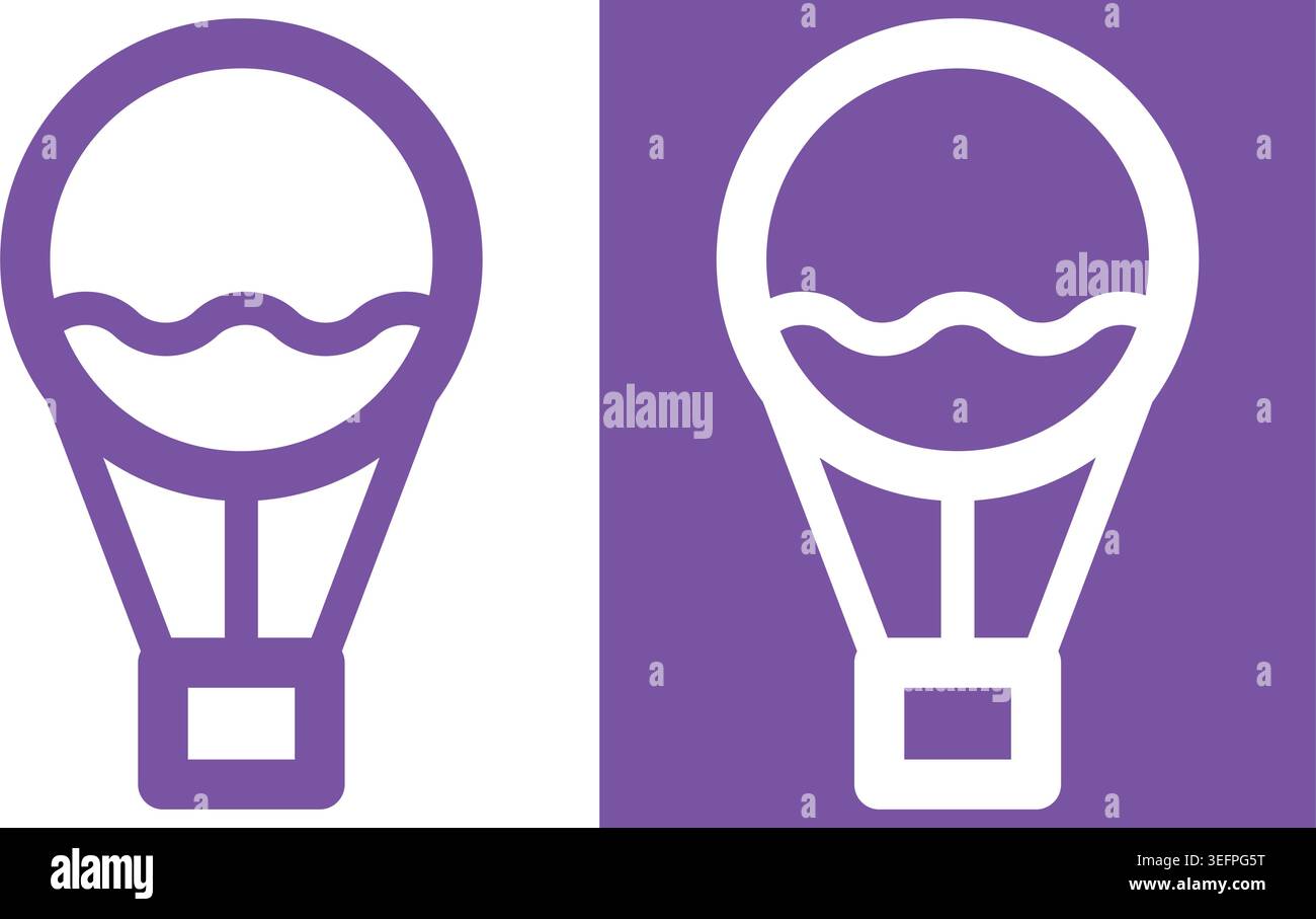 Hot Air Balloon Icon Set Stock Vector