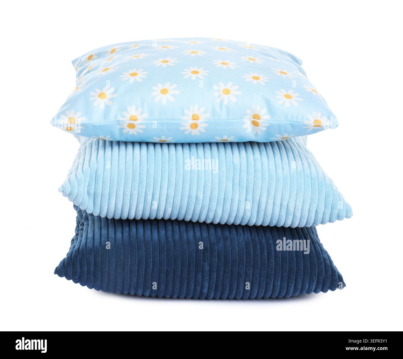 Stack of color cushions isolated on white Stock Photo
