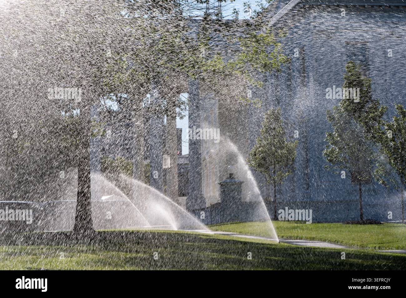 Sprinklers water the North Lawn of the White House, Saturday, May 16 ...