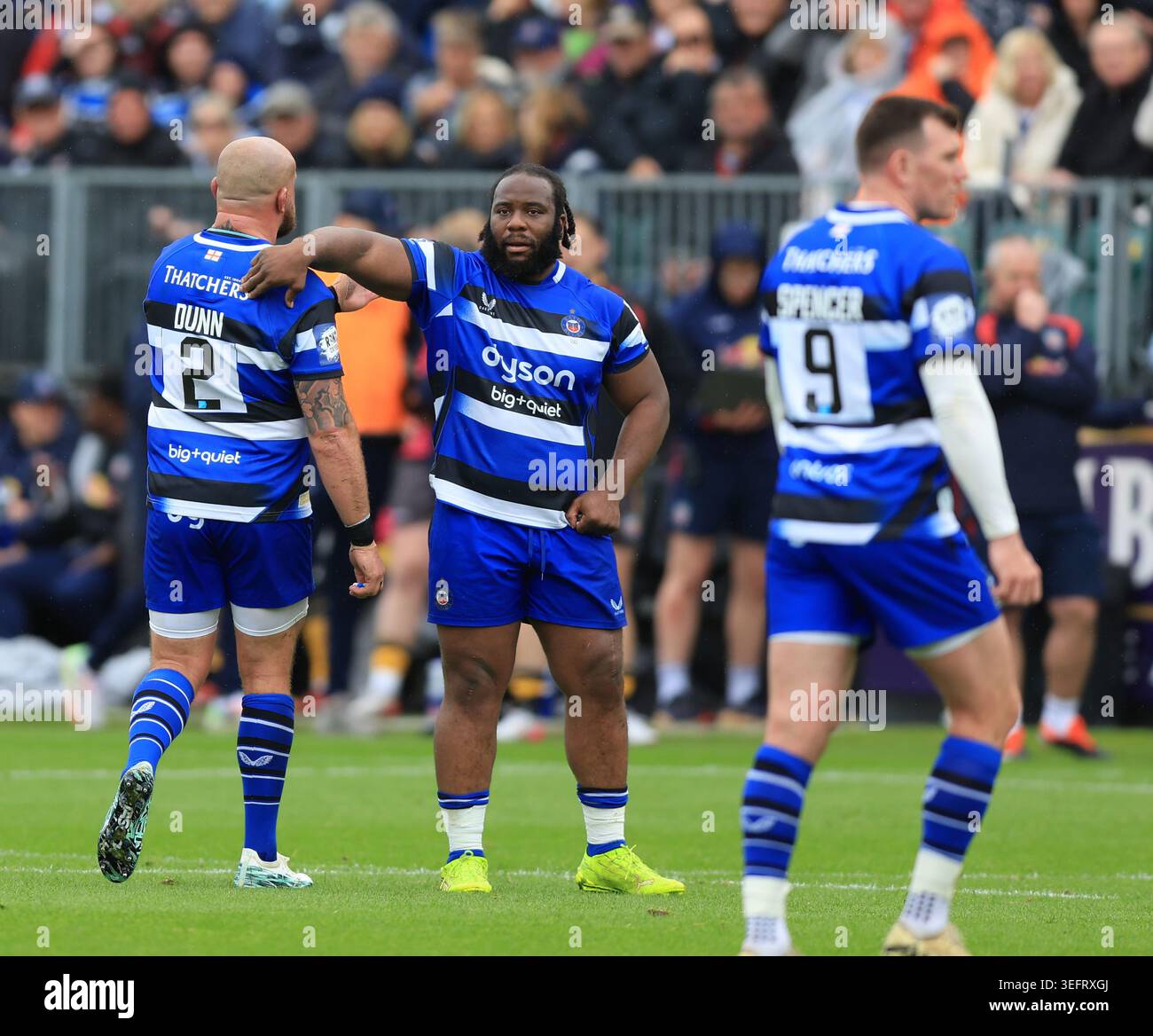 Tim Dunn Rugby Bath Rugby's Tom Dunn (left) leaves the pitch after being shown the red ...