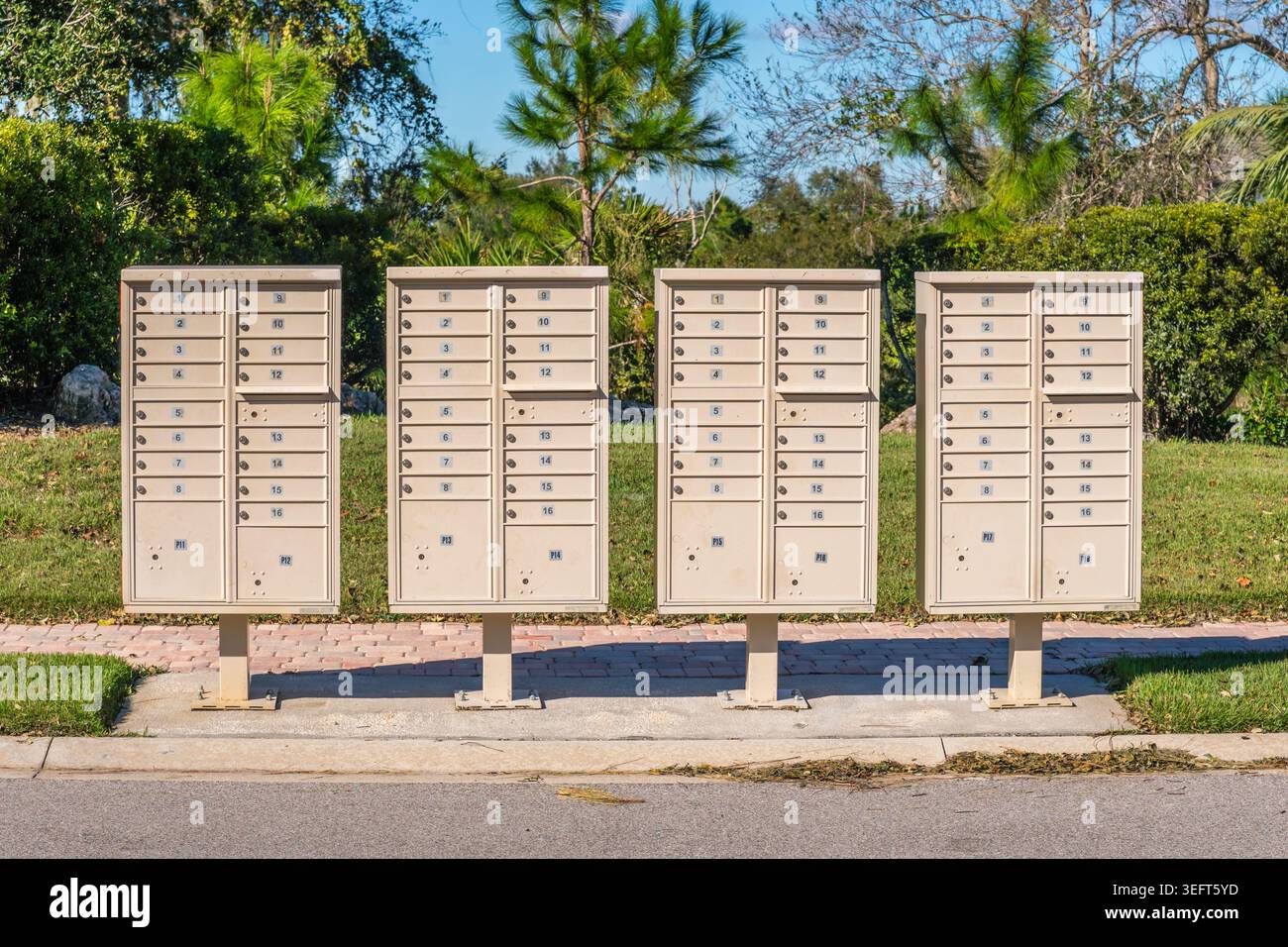Development Mailboxes Banks of mailboxes at a residential development Stock Photo - Alamy