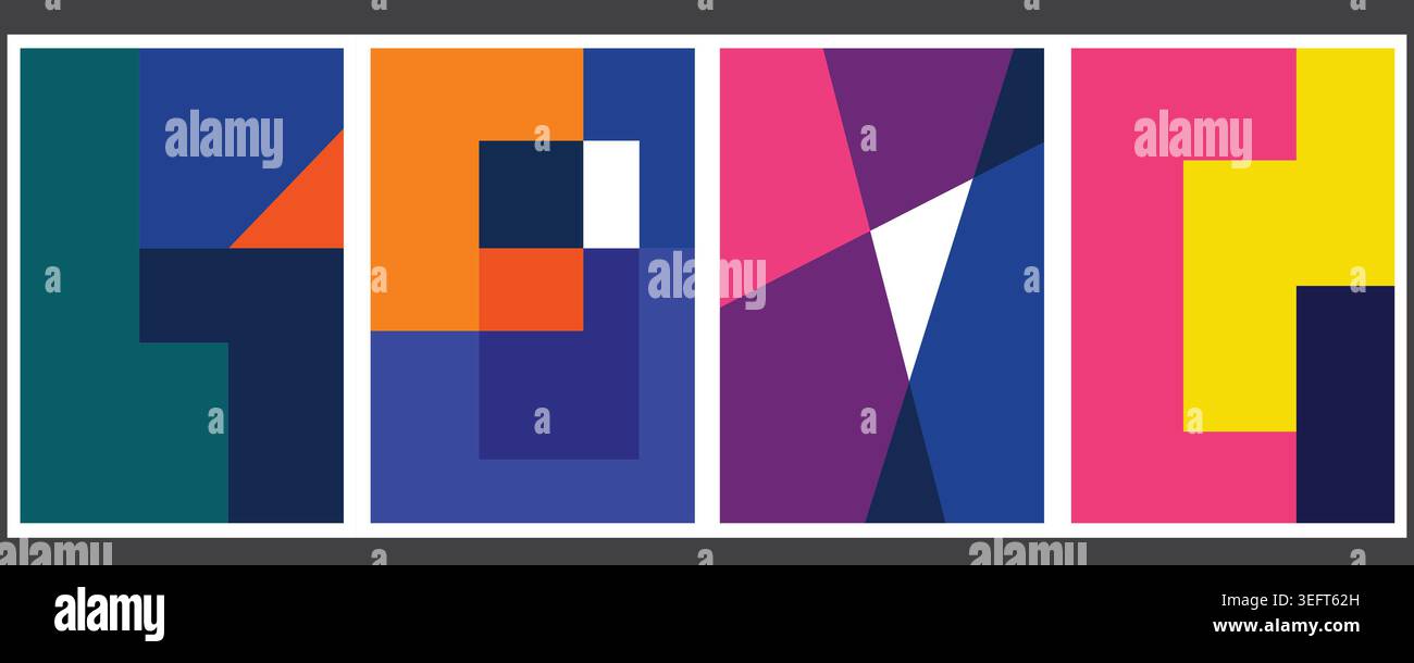 Creative abstract vector set with overlapping rectangles and triangles. Modern graphic design for artistic covers. Stock Vector