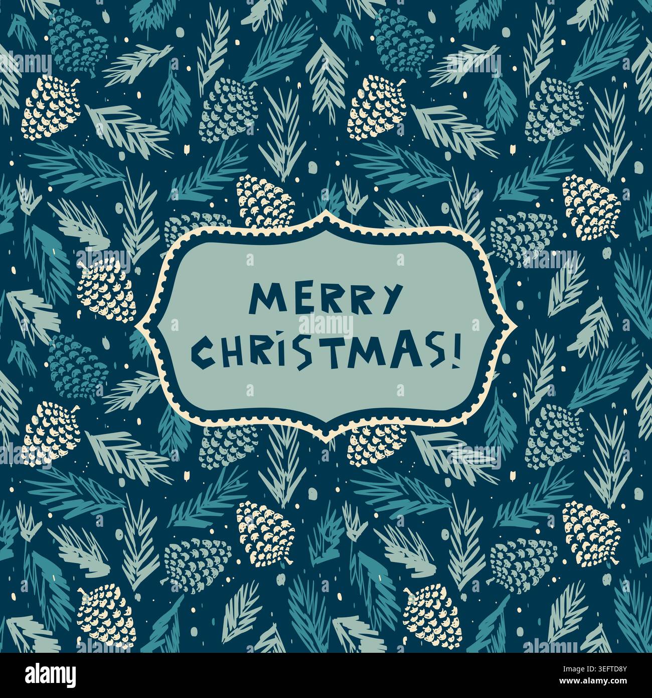 Merry Christmas, Happy New Year greeting card, wrapping paper with ...