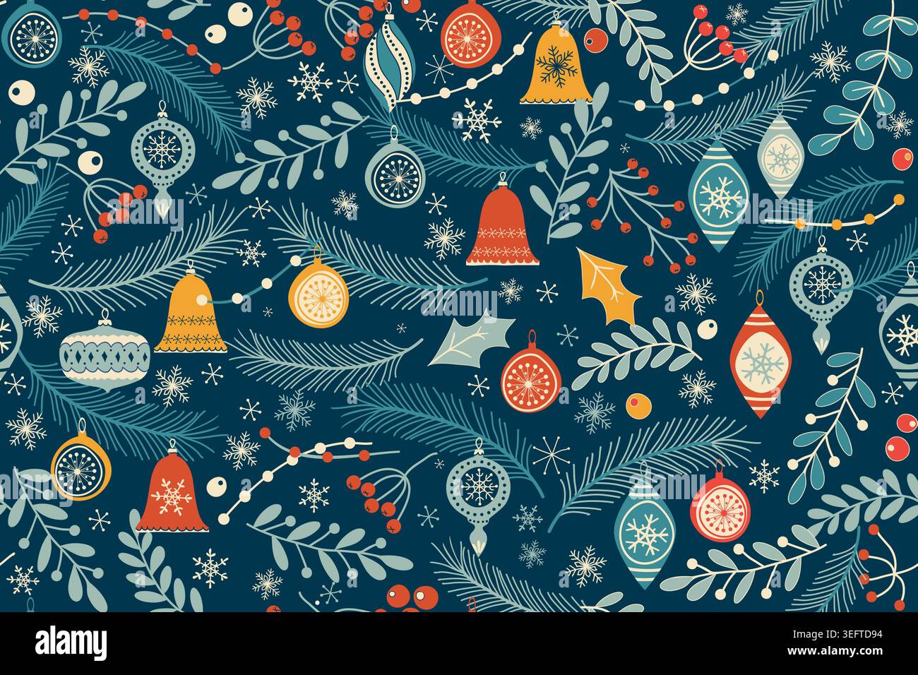 Merry Christmas, Happy New Year seamless pattern for greeting cards ...