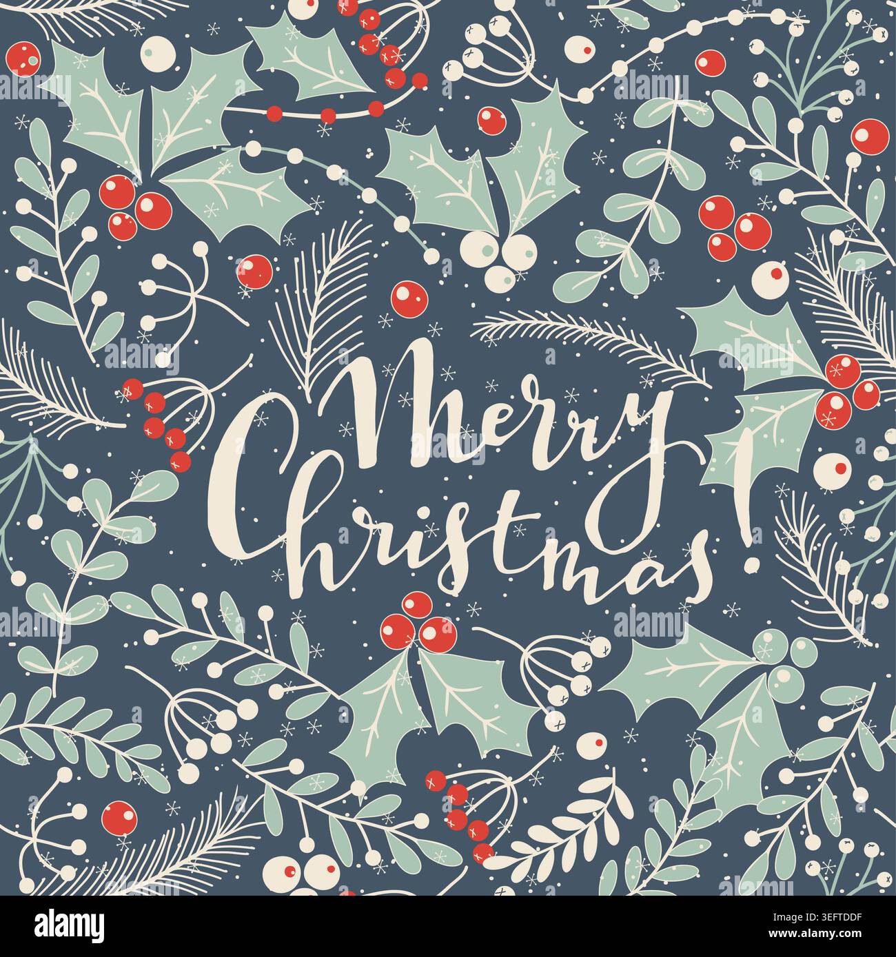 Merry Christmas, Happy New Year greeting card, wrapping paper with ...