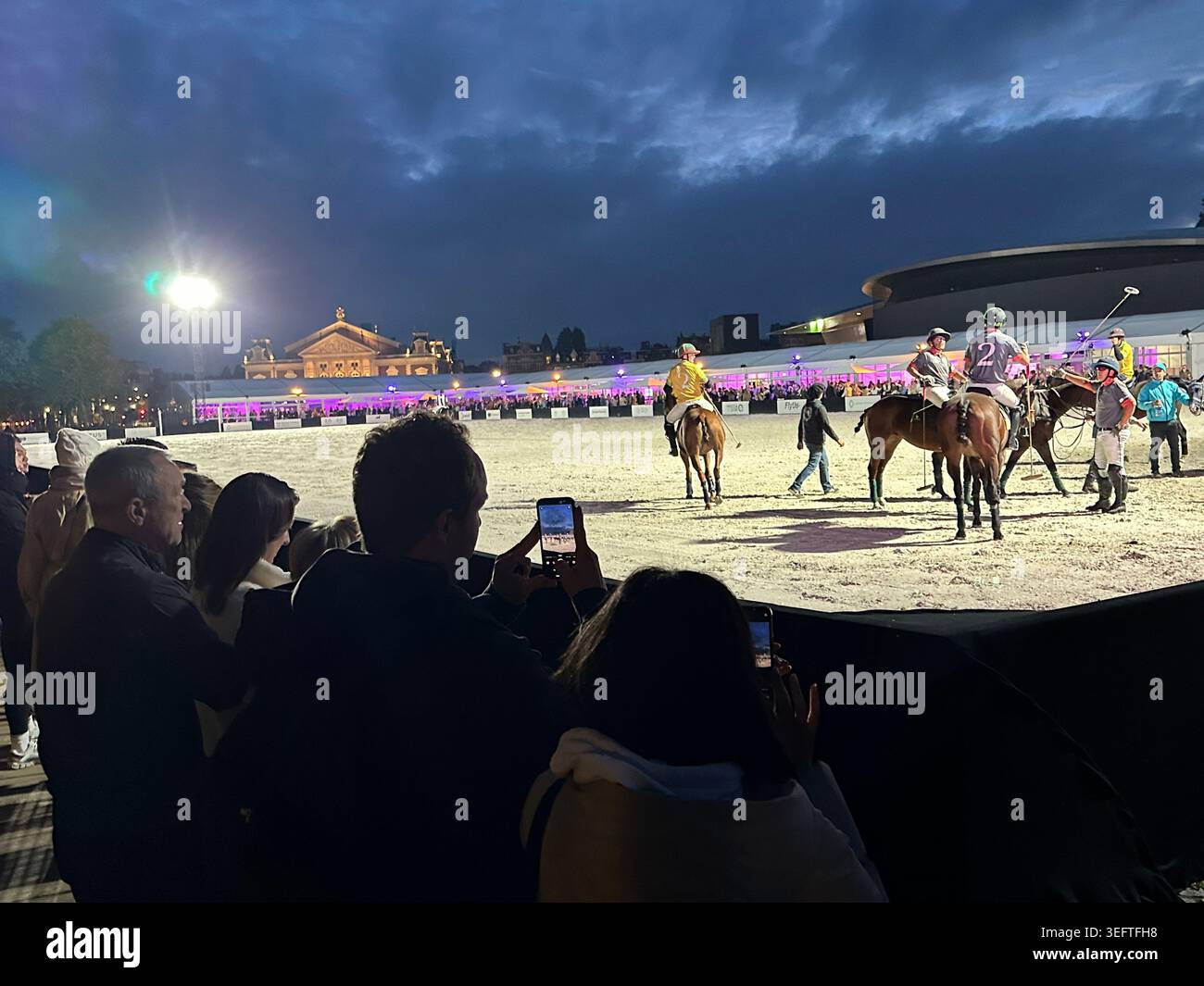 Museumplein Polo Amsterdam Event . Public Polo Tournament. Amsterdam The Netherlands - Smartphone Captured Stock Image