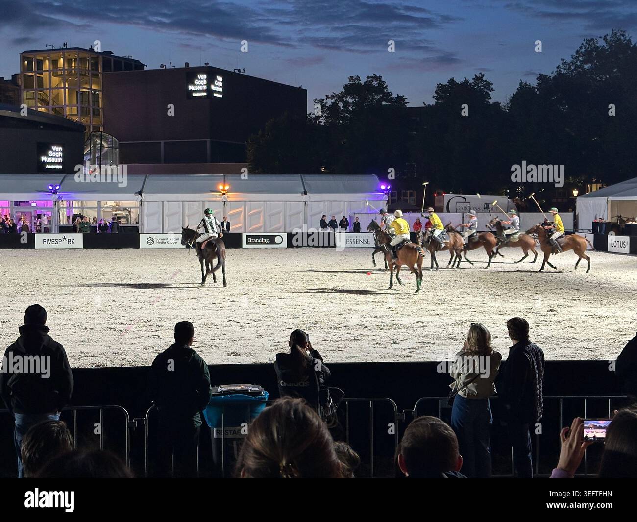 Museumplein Polo Amsterdam Event . Public Polo Tournament. Amsterdam The Netherlands - Smartphone Captured Stock Image