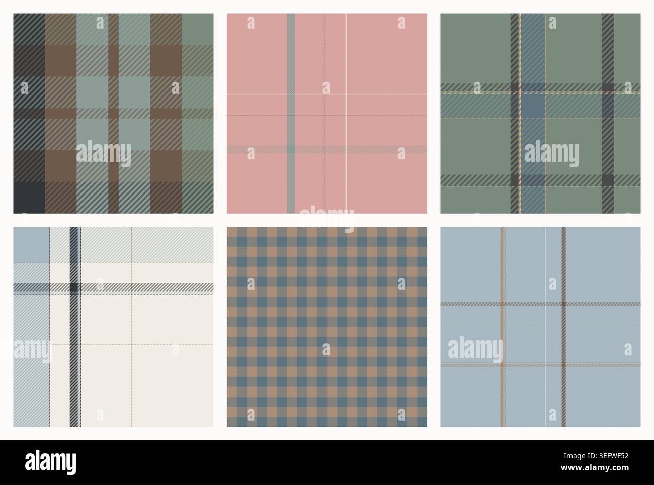 Scandinavian Tartan Plaid Seamless Patterns. Stock Vector